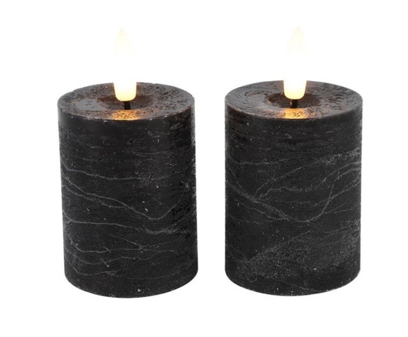 Led kaarsjes set van 2 zwart rustiek