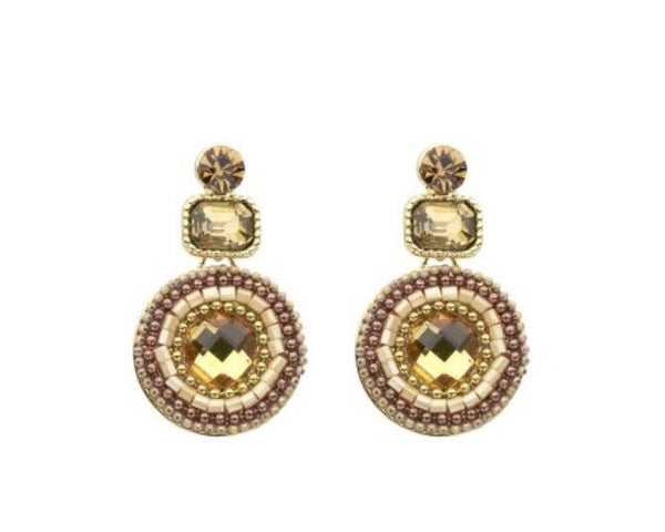 BIBA ronde oorbellen in oud roze/bruin