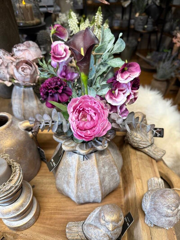Boeketje in roze en aubergine