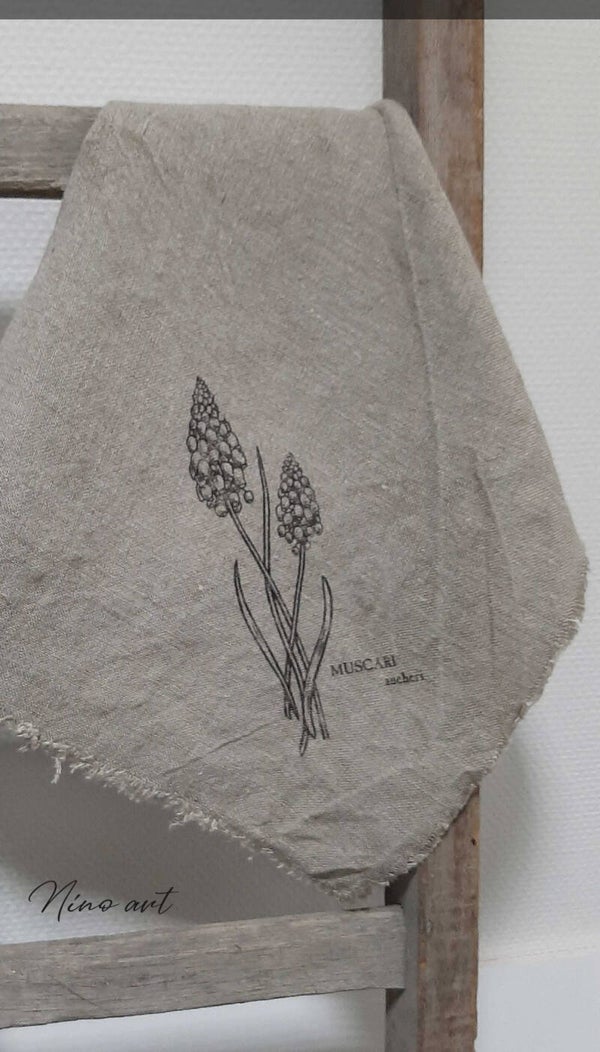 NEW shabby doek, 45x45cm, blauw druifje