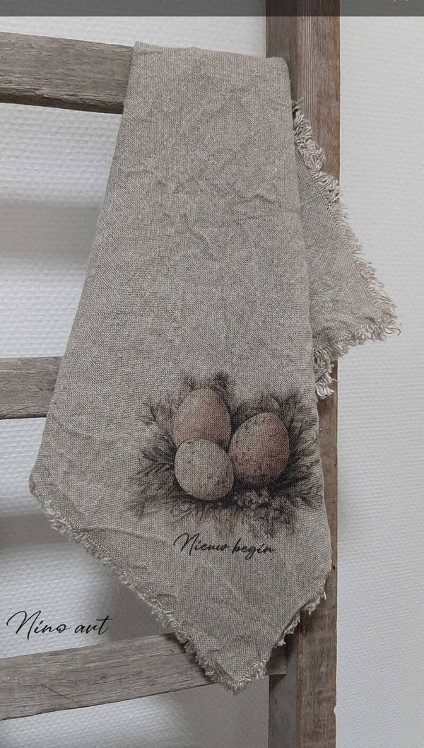 NEW shabby doek, 45x45vm, eieren
