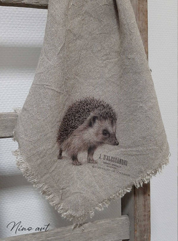 NEW shabby doek 45x45cm, egel