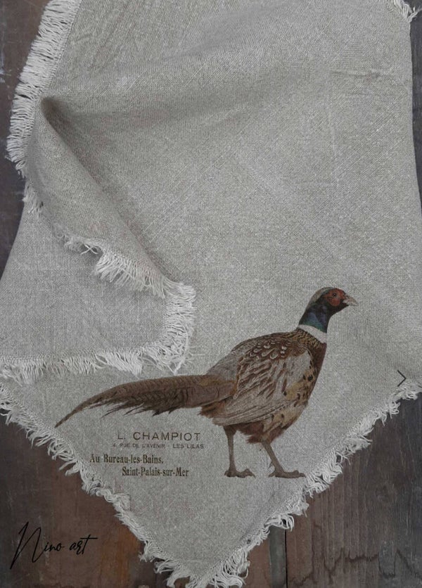 NEW shabby doek, 45x45cm, fazant