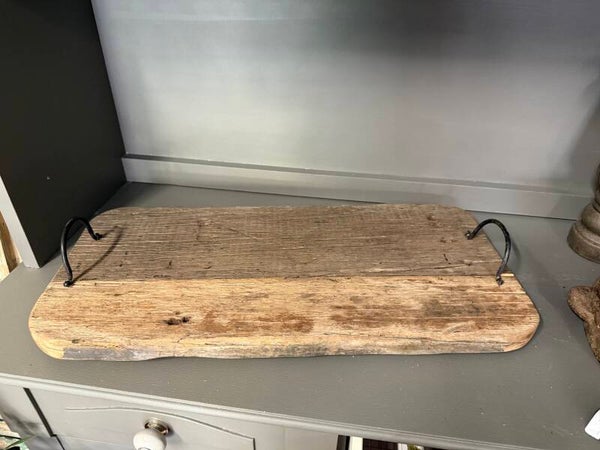 Tray van oud hout met metalen handgrepen D
