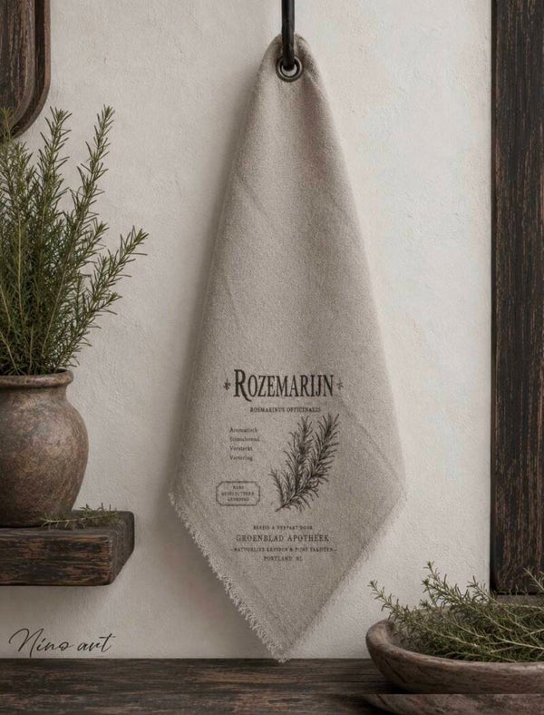 Shabby doek, 45x45cm, Rozemarijn