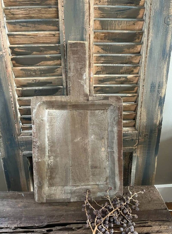 Houten schepel plateau met handvat