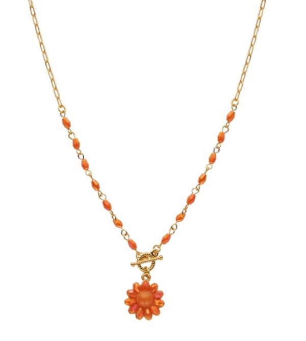 BIBA ketting met bloemhanger - oranje
