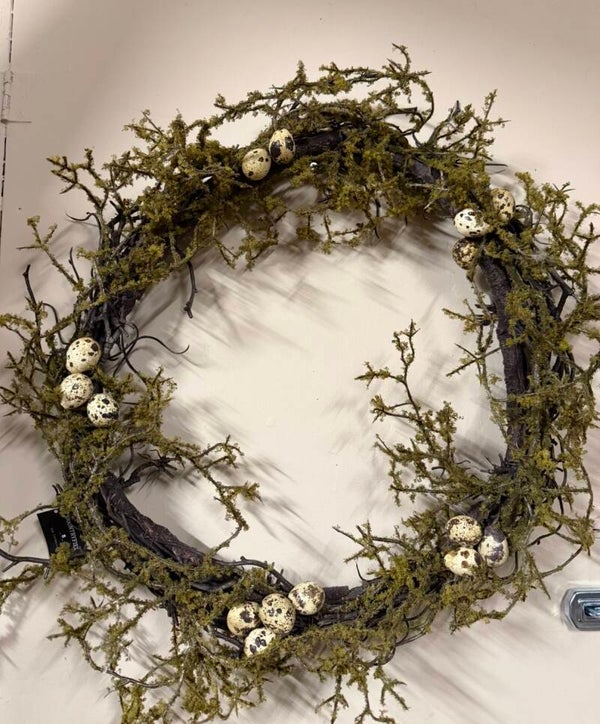 Kunst - Takken krans met mos, met of zonder kwarteleitjes