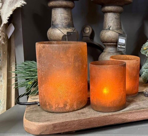 Rusty glas  Windlicht in 3 maten