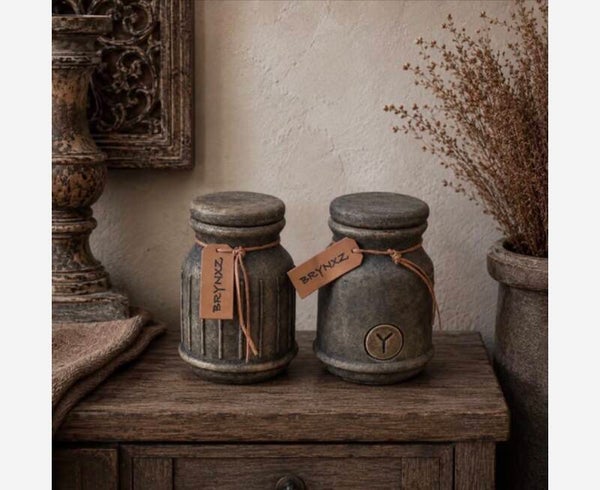 Brynxz set of 2 pot and top leather rope - Maj brown