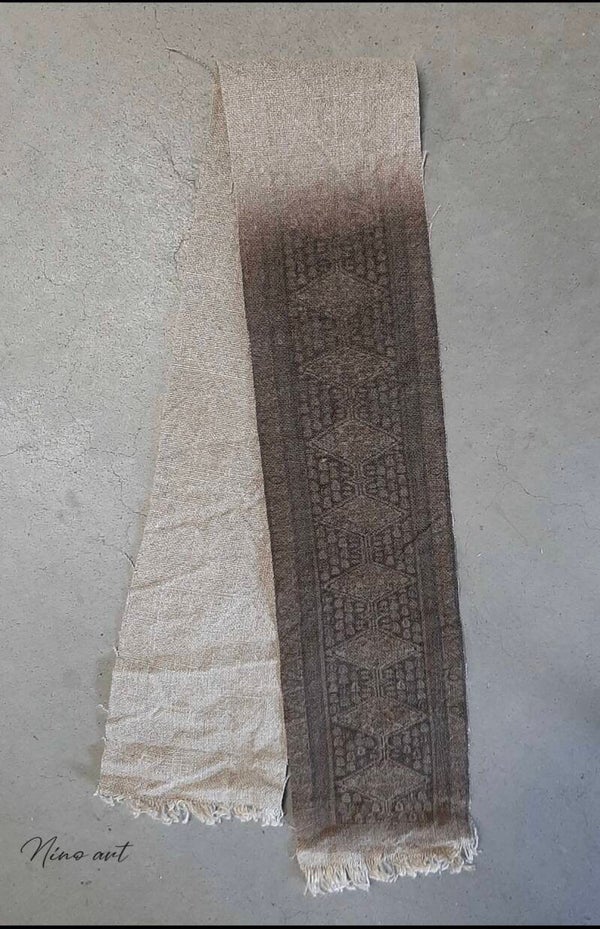 Shabby lint, 9x0,95cm, kelim bruin