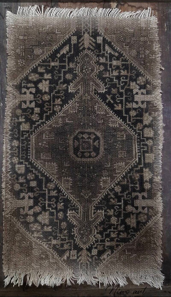 Shabby sierkleedje kelim oud bruin/zwart 50x32