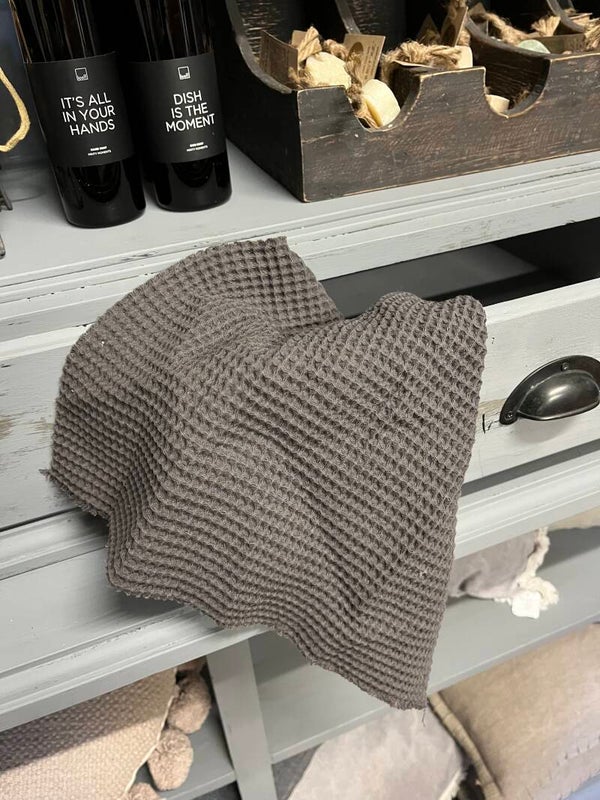 Antraciet gastendoekje wafelstof