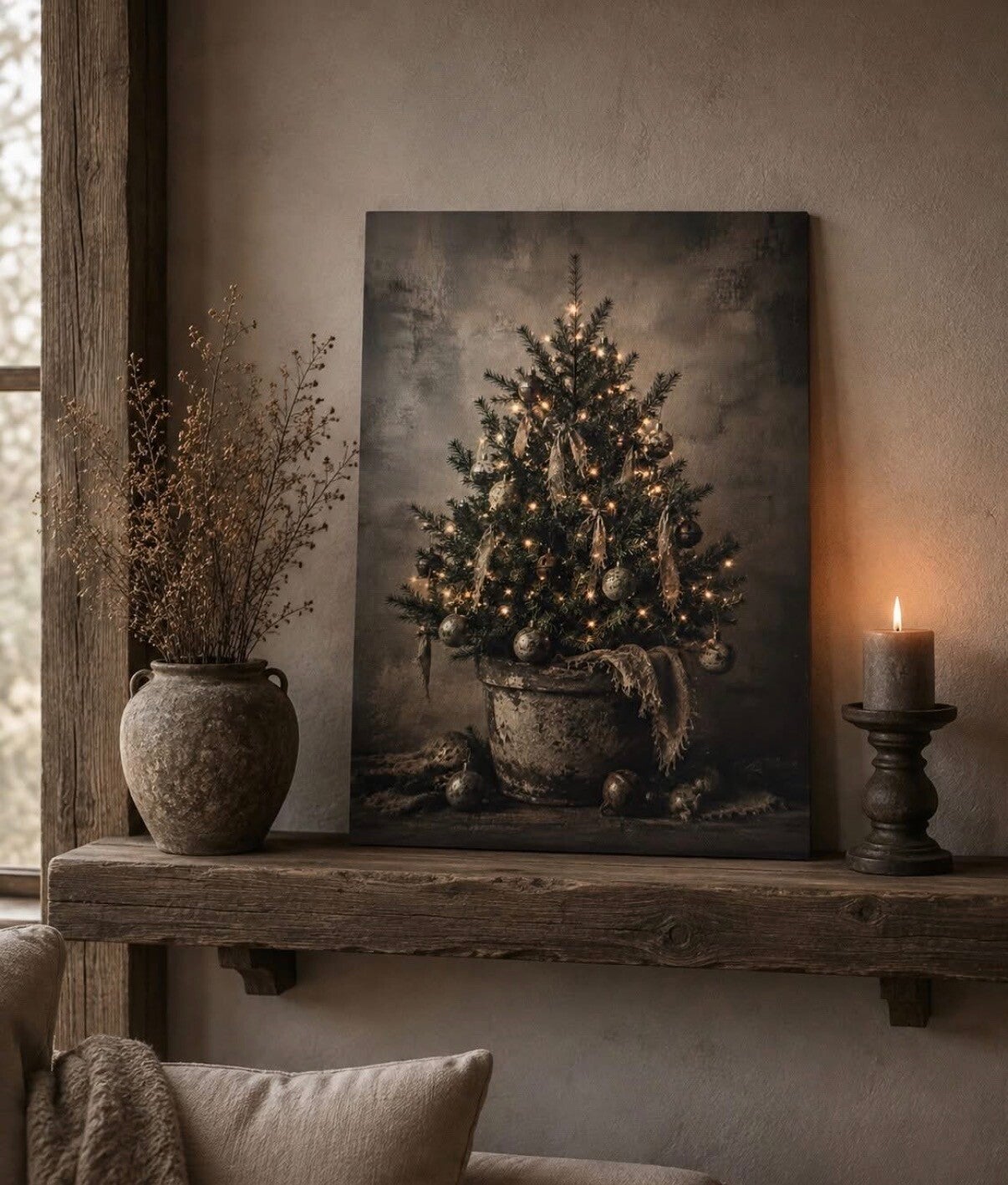 Houten paneel kerstboom  30x40cm