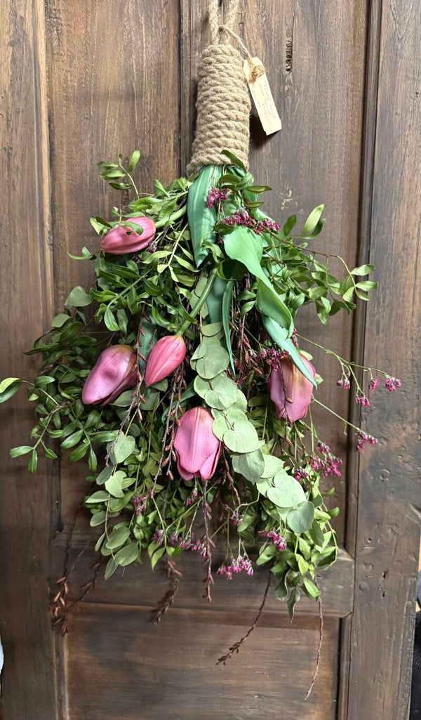 Vers gebonden toef met kunst tulpen - helder