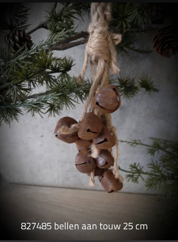 Roest belletjes aan touw 25cm