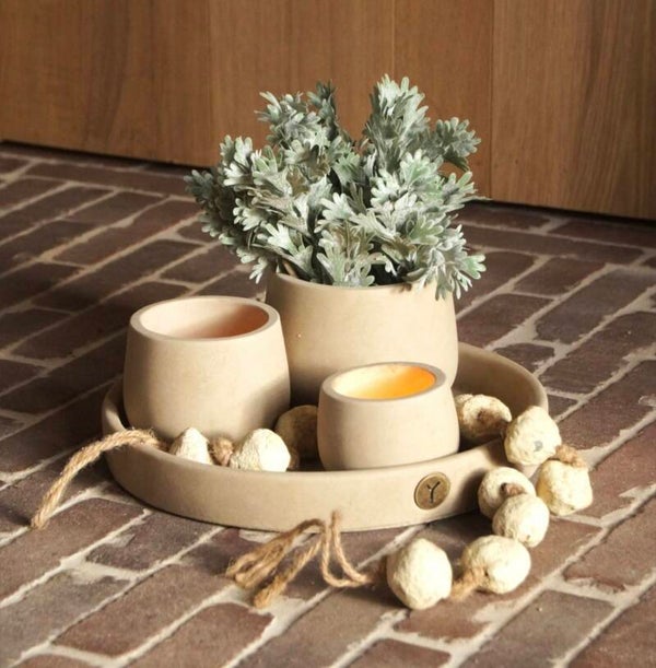 BRYNXZ Schaal met 3 cups - set in  Maj Taupe