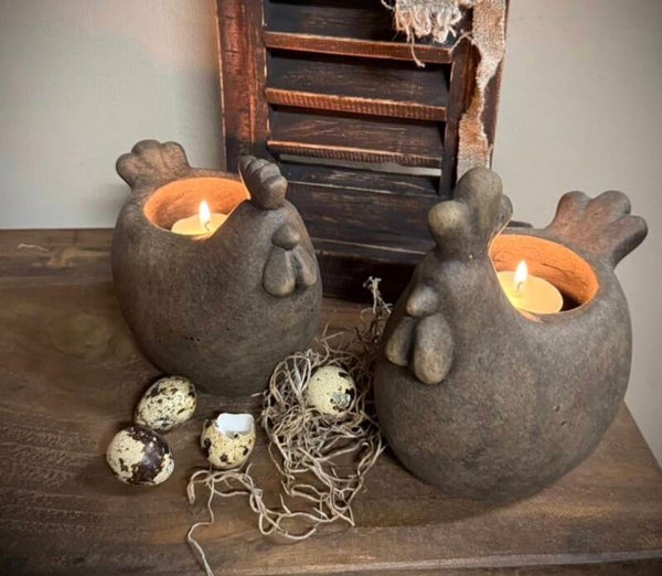 BRYNXZ waxinehouder kip M & L  - Maj brown