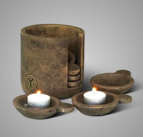 Brynxz set of 6 cups in Holder - Maj Brown