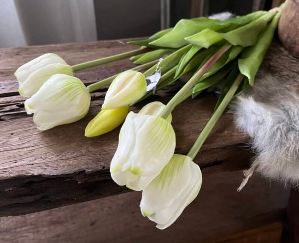Tulpen, 7 stelen, 44cm - classic white