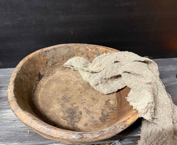 Oude houten schaal D35cm