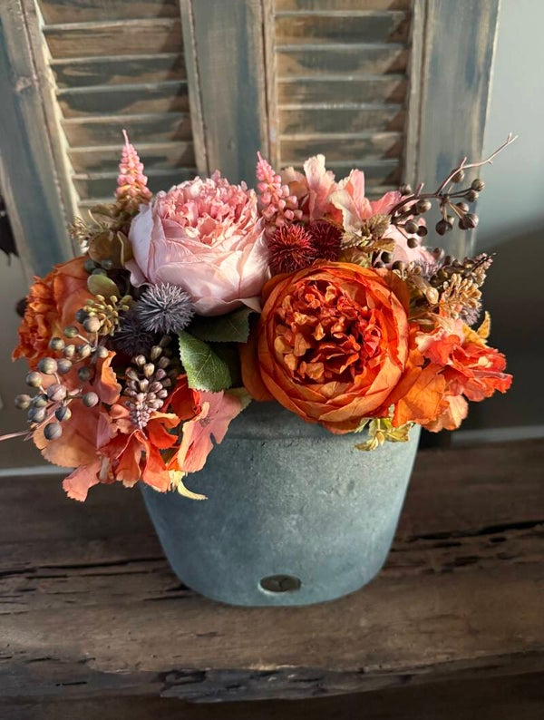 SYlxz  pioenroos boeketje oud roze / roest