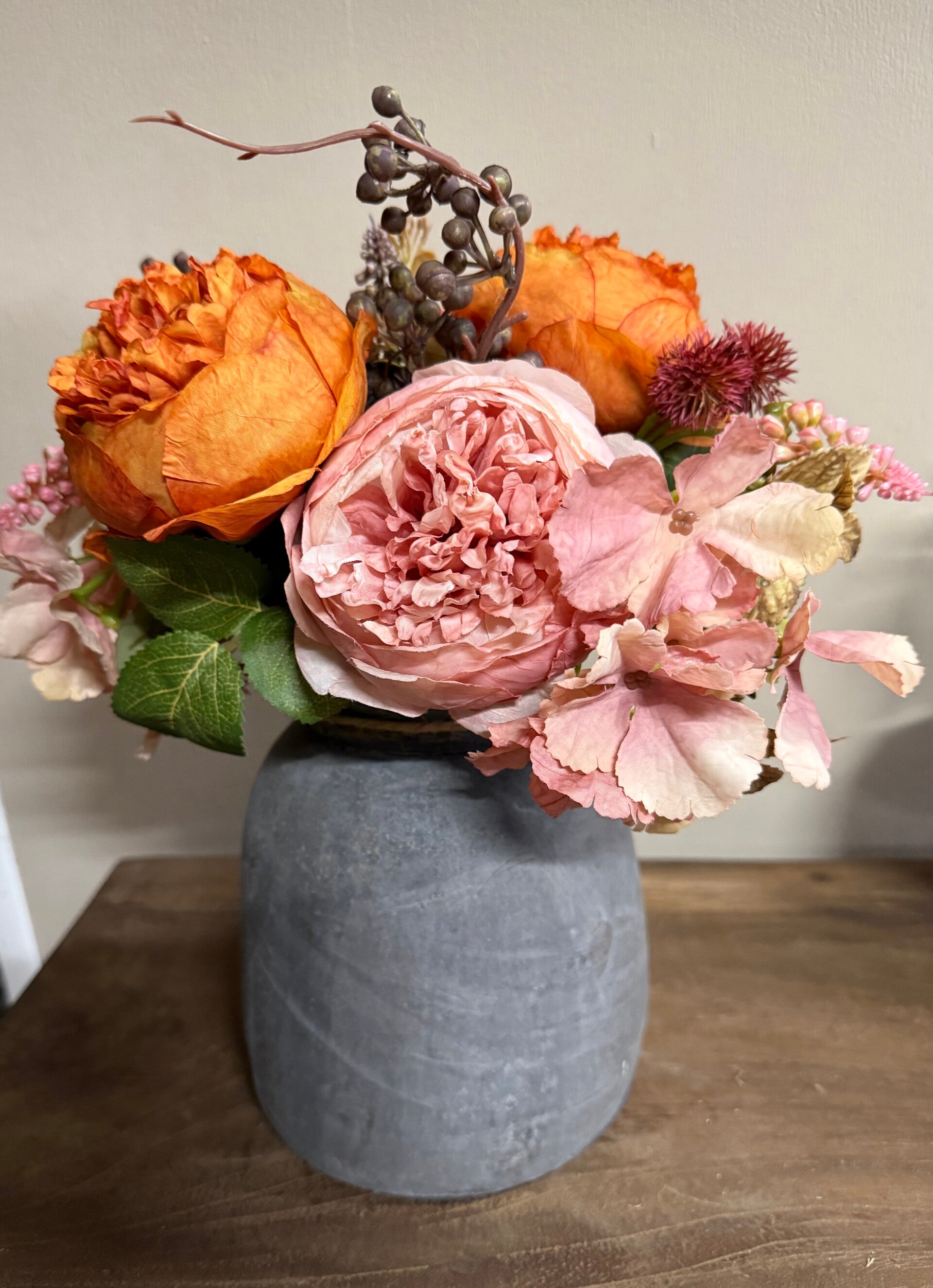 Sylxz  pioenroos boeketje oud roze / roest