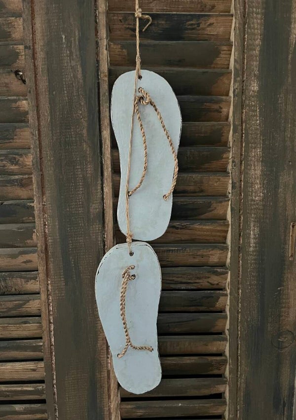 Houten slippers hanger - blauw