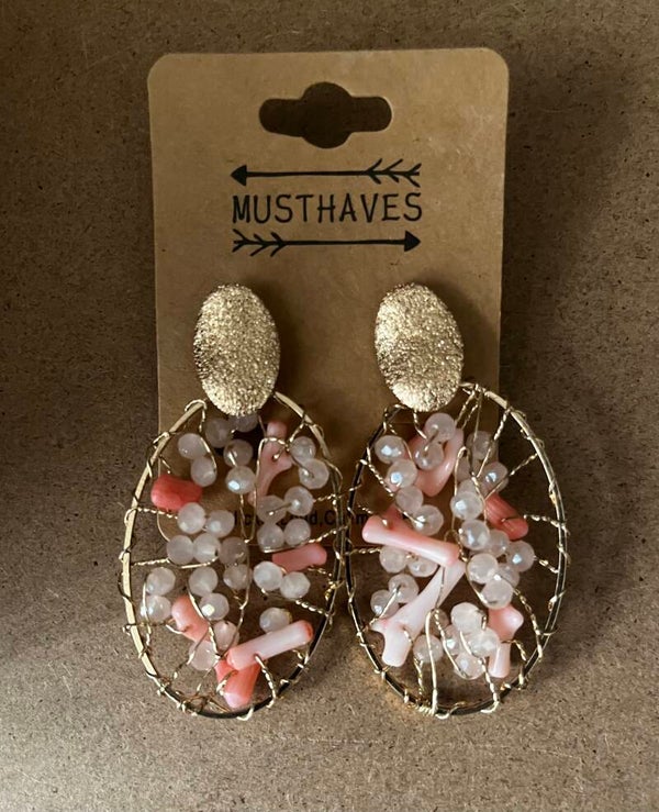 Lange oorbellen roze/goud tint