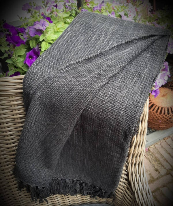 Plaid, grof geweven, zwart