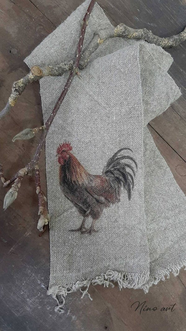 Shabby lint haan gekleurd 96x8cm