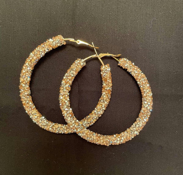 Gold Crystal Hoop Earrings