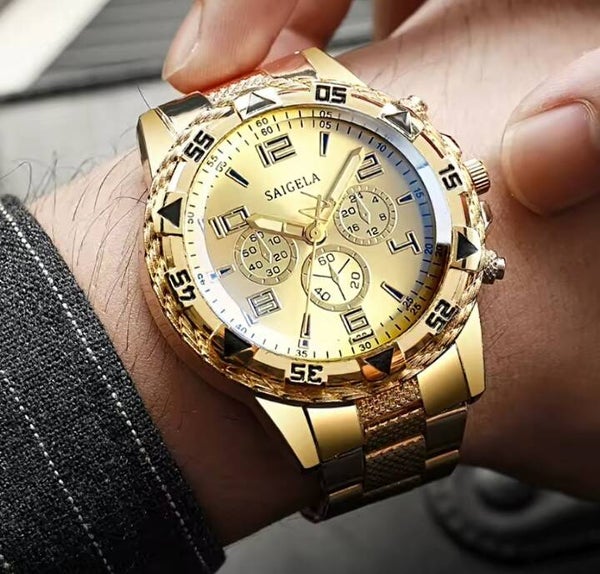 Saigela Gold on Gold Face Mens Watch