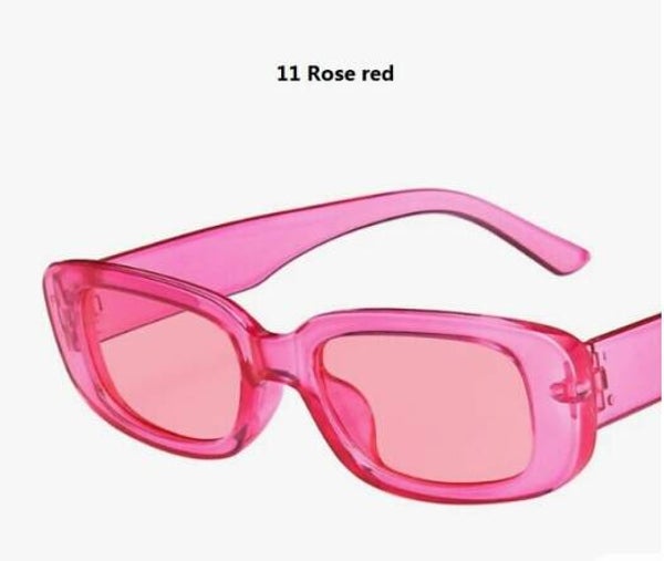 Rose Colored Small Rectangular Sunglasses
