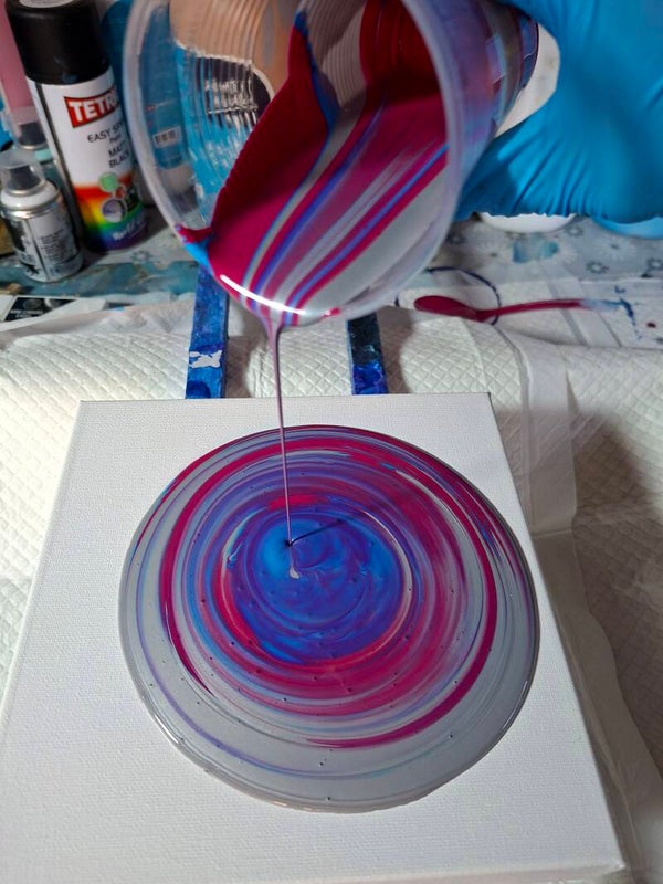Acylic pot pouring over canvas workshop Dover