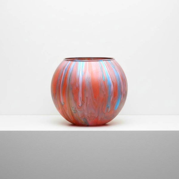 Metallic acylic abstract painted goldfish vase.