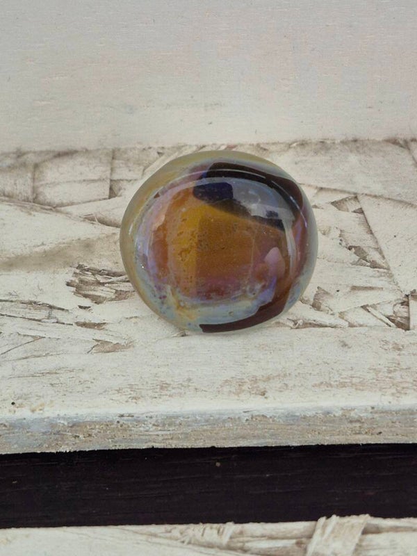 verstelbare ring met zelfgesmolten glascabochon