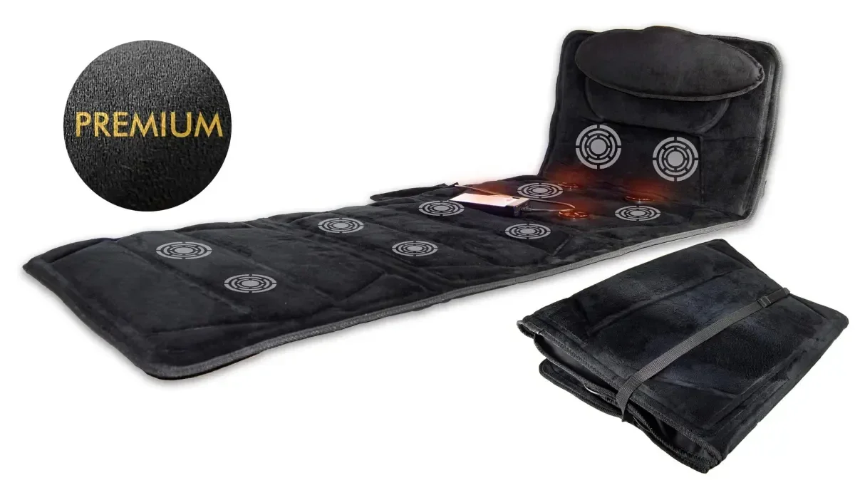 Infrarot-Wärmematte mit Vibrations-Massage – 10 Motoren, 5 Programme, 3 Intensitäten, sanfte Ganzkörper-Stimulation, faltbar