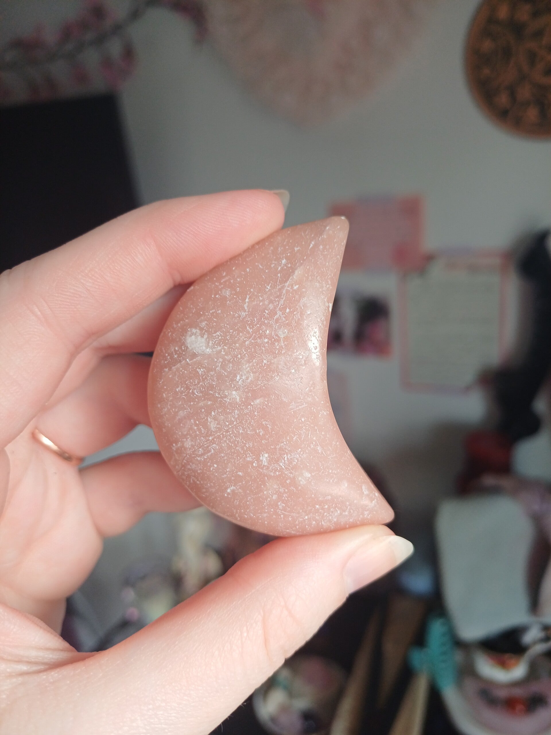 Peruvian Pink Opal Moon