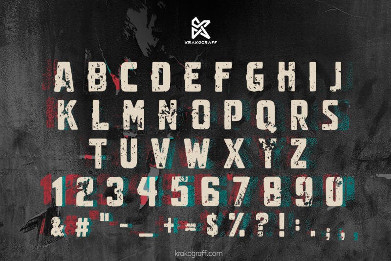 free font - Grungy Boldy by Krakograff