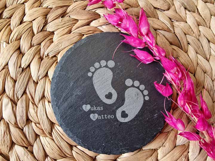 Untersetzer "Schiefer" (Personalisierte Babyfüße)