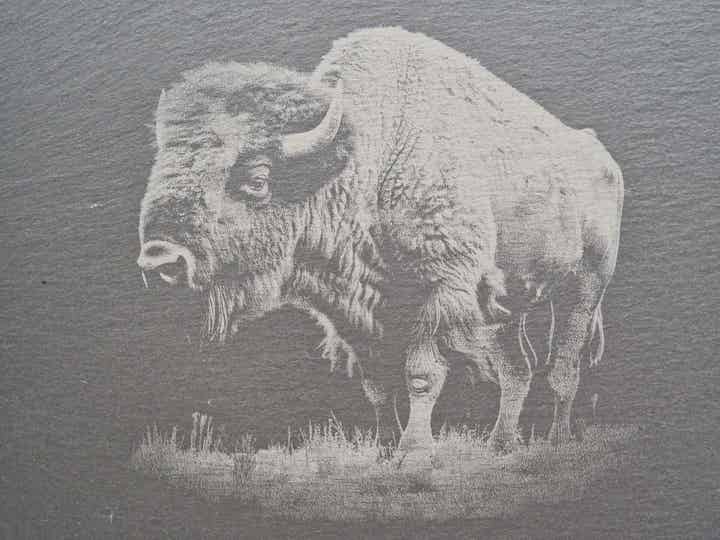 Dekoration & Servierplatte mit Bison-Gravur