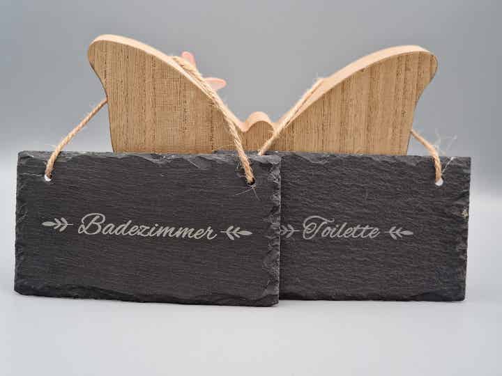 Set (2 Stück) - Gravierte Schiefer Türschilder