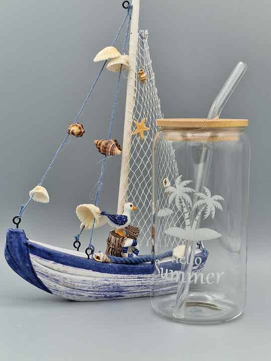 Graviertes Trinkglas (HELLO SUMMER)