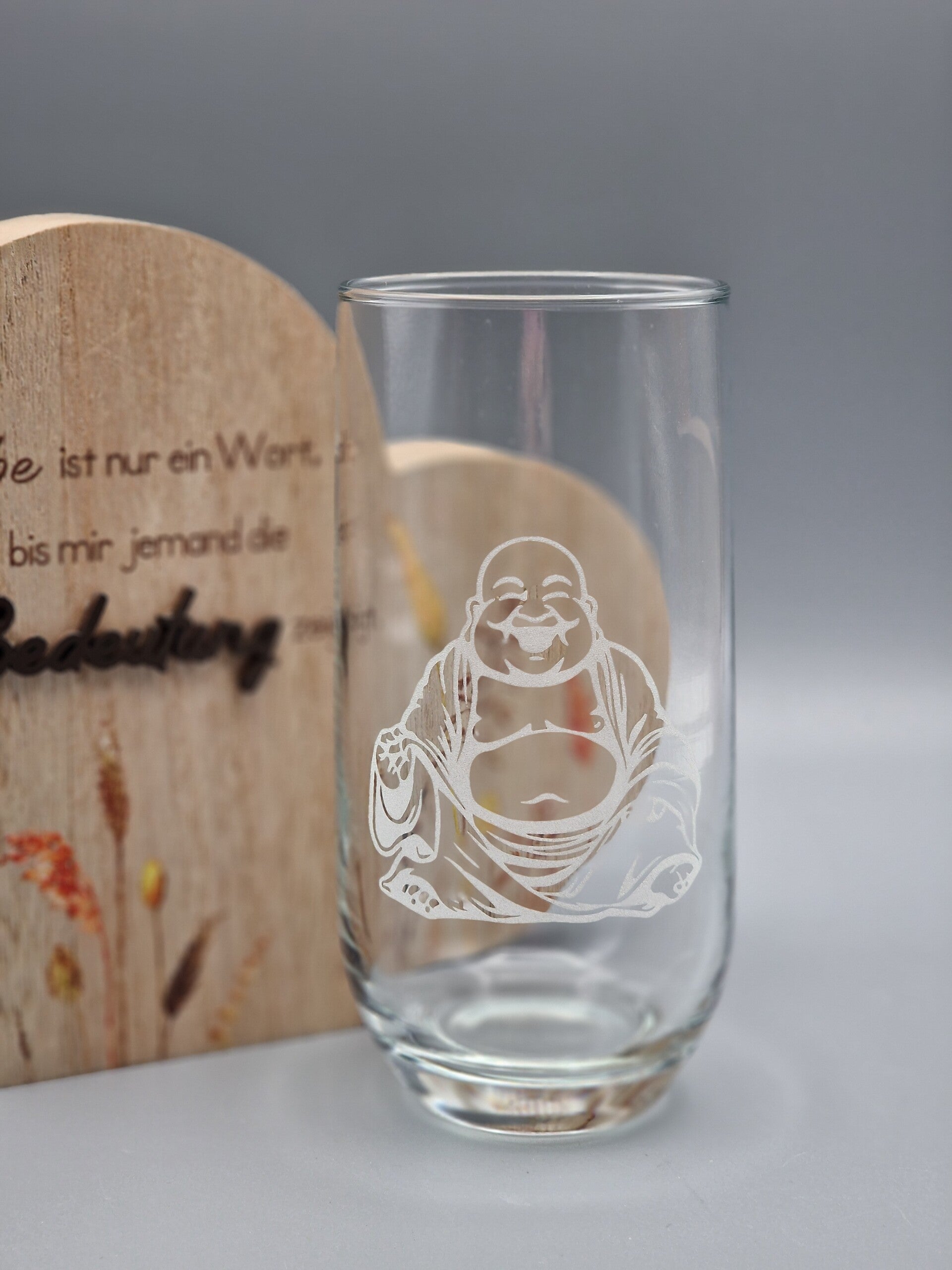 Trinkglas mit Gravur "Lachender Buddha" 400 ml