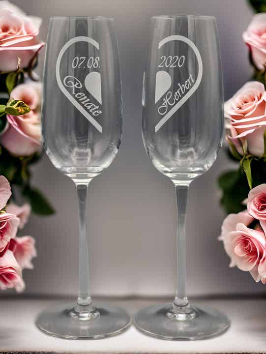 Zwei Herzen, eine Liebe: Personalisierte Sektgläser für Paare