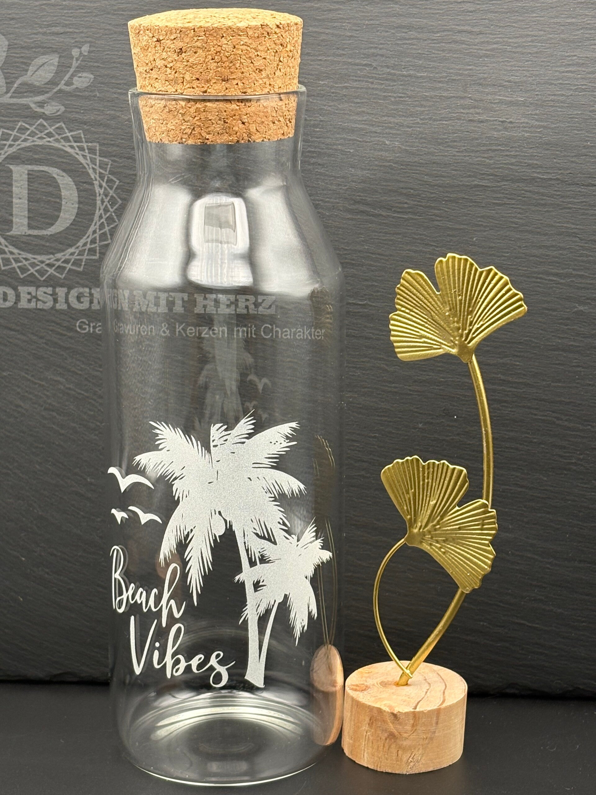 Gravierte Glaskaraffe "Beach Vibes"
