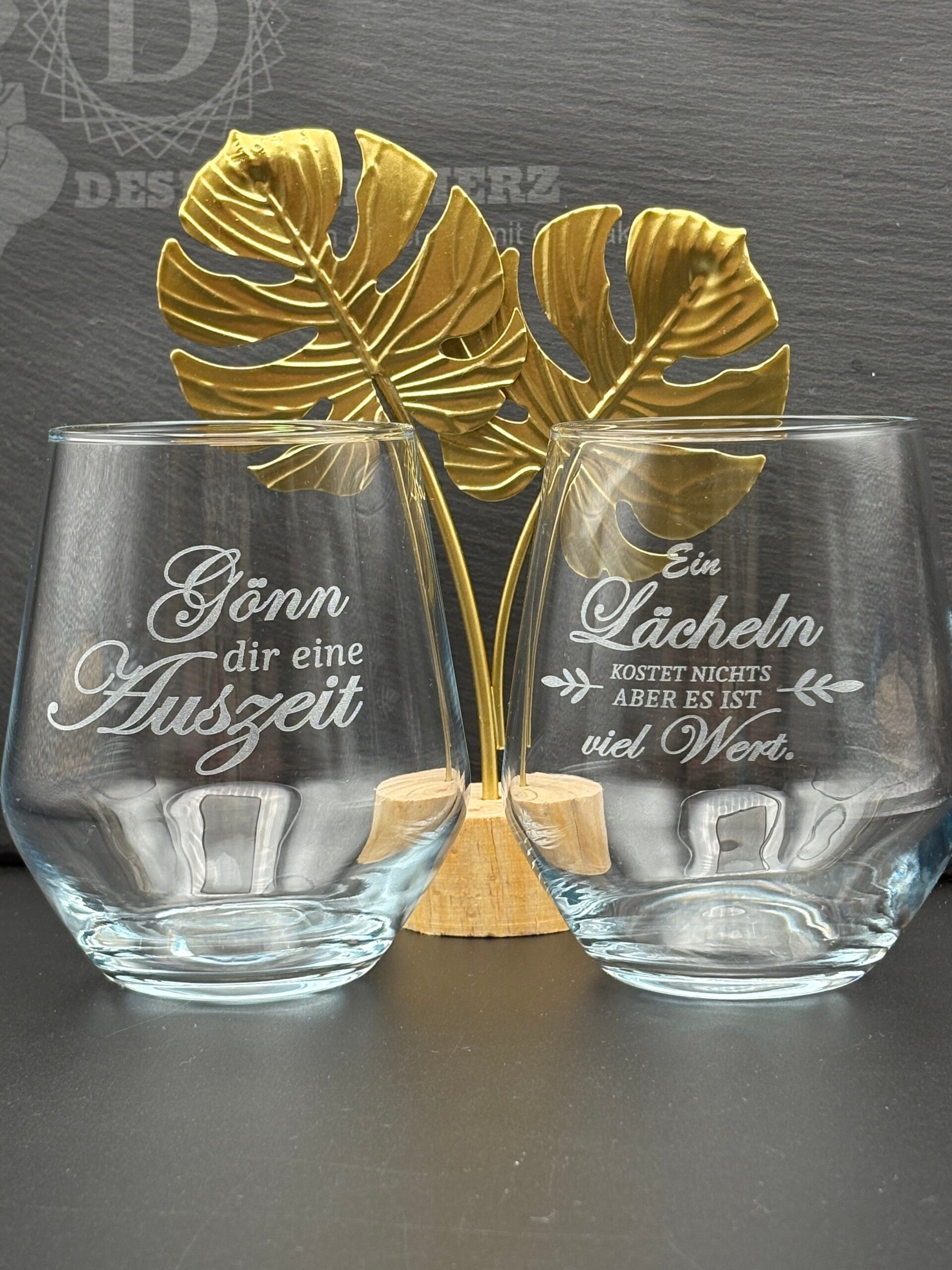 „Wasserglas-Set mit Gravur – Für Momente der Auszeit und ein Lächeln“