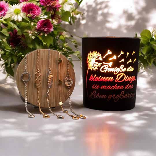 "Pusteblume Kerze – Kleine Freuden, großer Zauber | inkl. Armband"