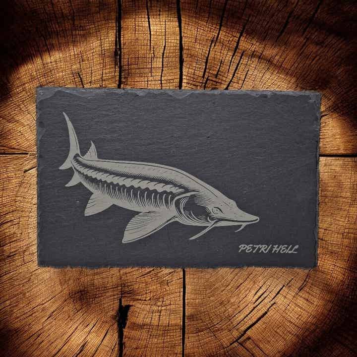 Dekoration & Servierplatte Stör "Petri Heil"